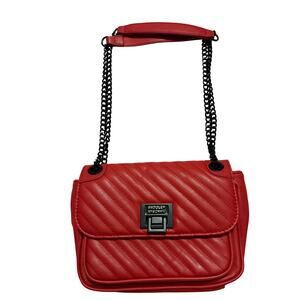 Badgley Mischka Purse Red Quilted Shoulder Bag Vegan Leather Crossbody NEW